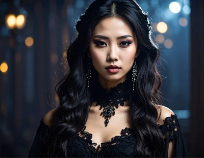 Portrait Of A Beautiful Asian Woman In Gothic Attire