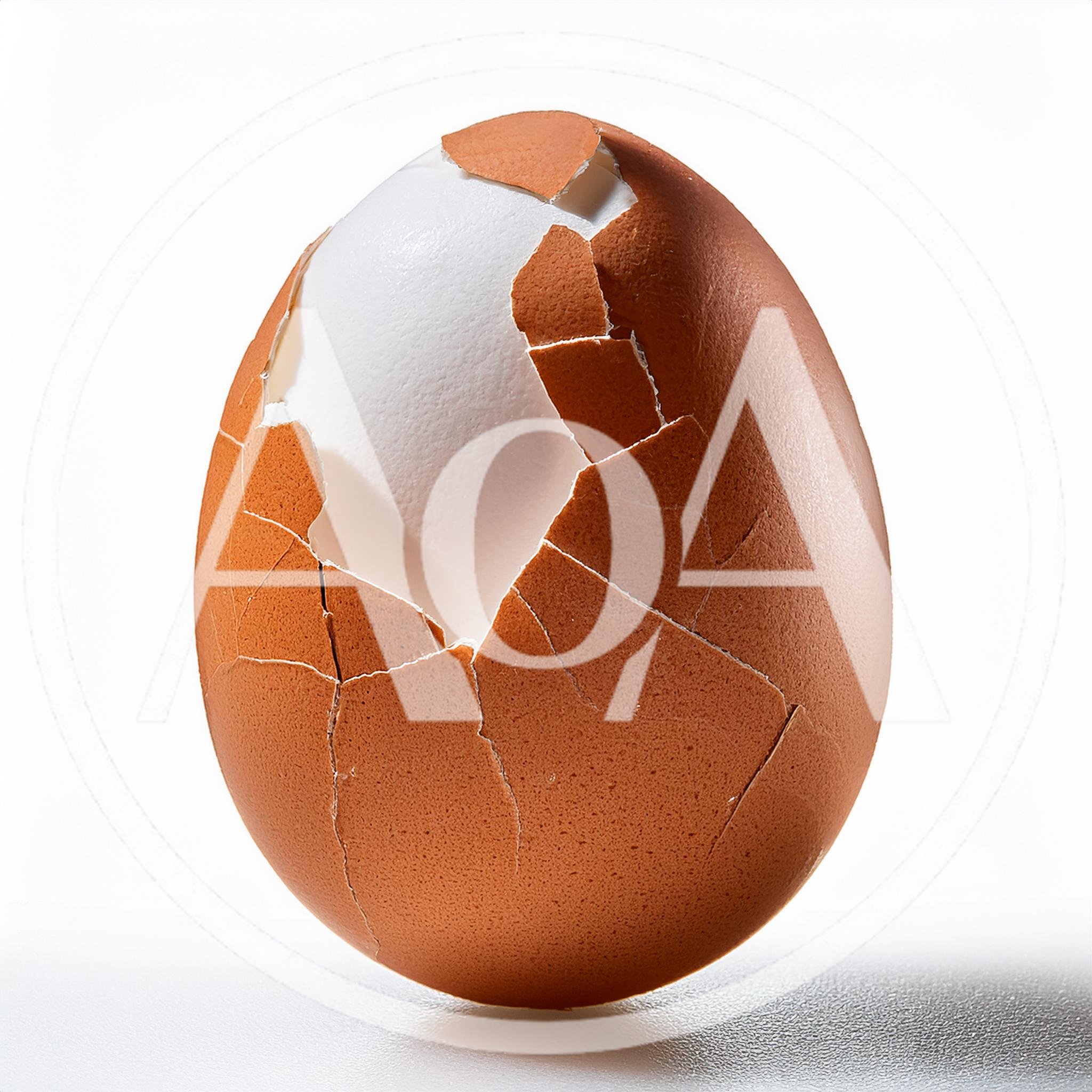 Cracked Brown Egg Showing White Interior