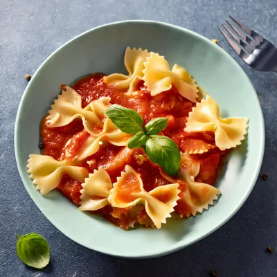 Farfalle Pasta With Tomato Sauce And Fresh Basil