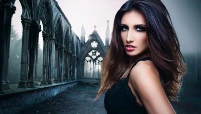 Portrait Of A Beautiful Woman In A Gothic Ruin