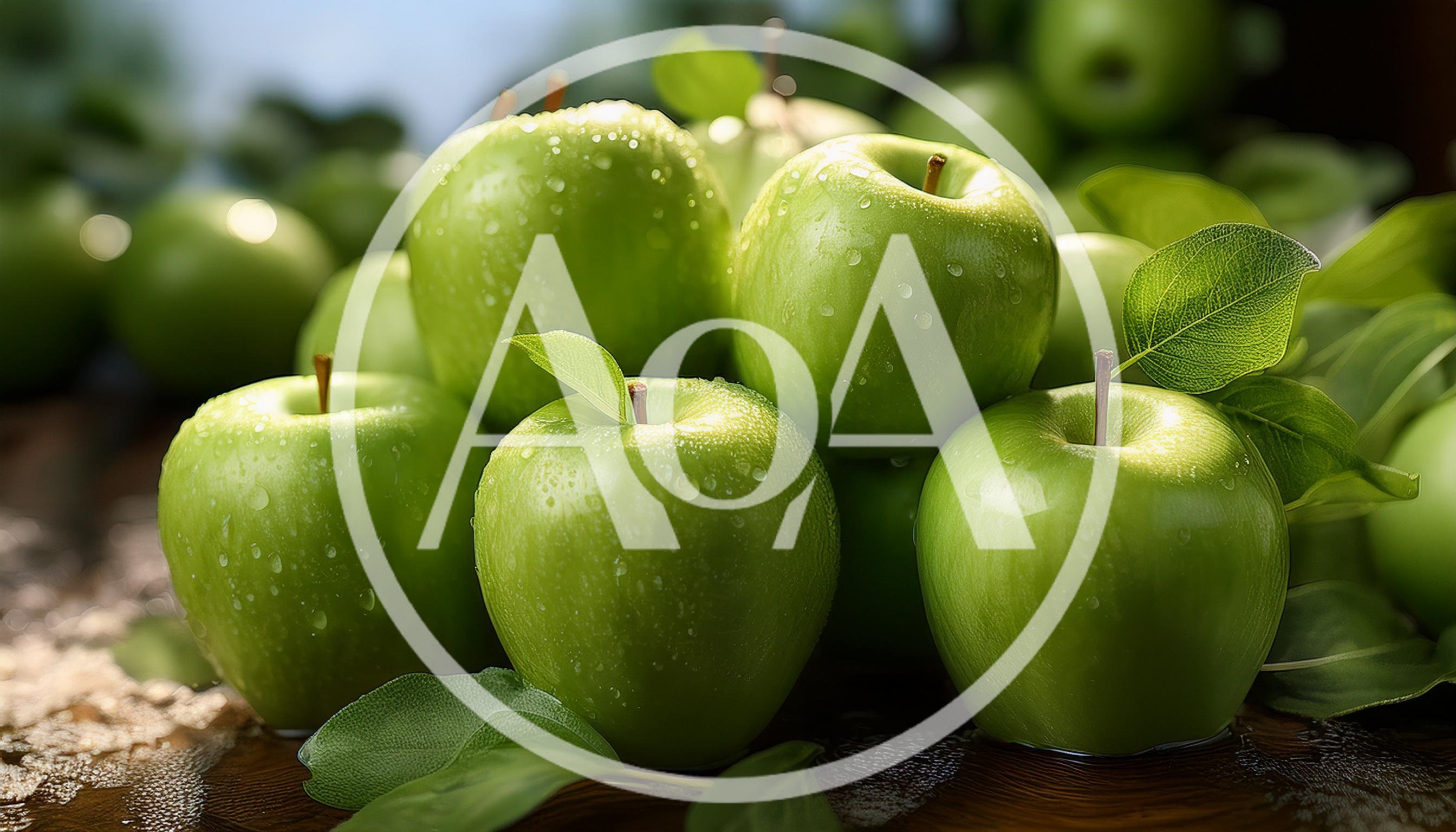 Fresh Green Apples With Water Droplets