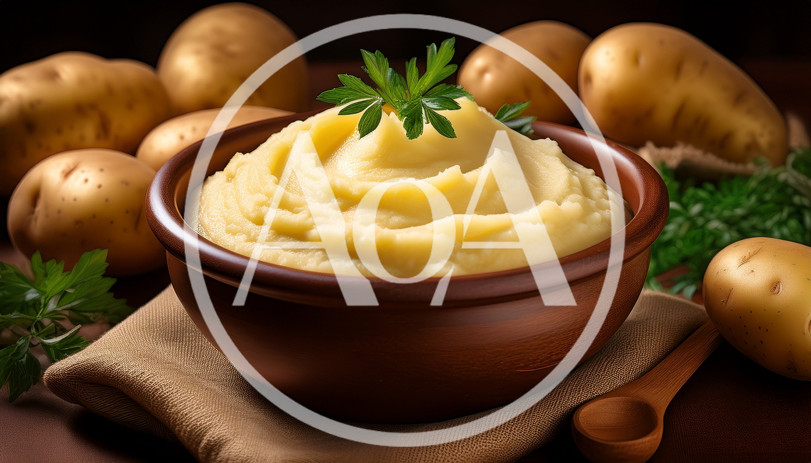 Bowl Of Creamy Mashed Potatoes With Fresh Parsley
