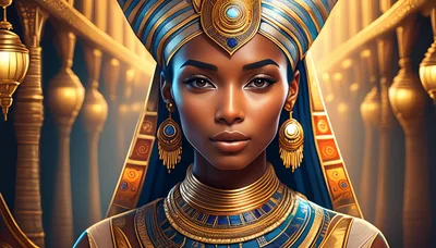 Portrait Of An Egyptian Queen In Ornate Regalia