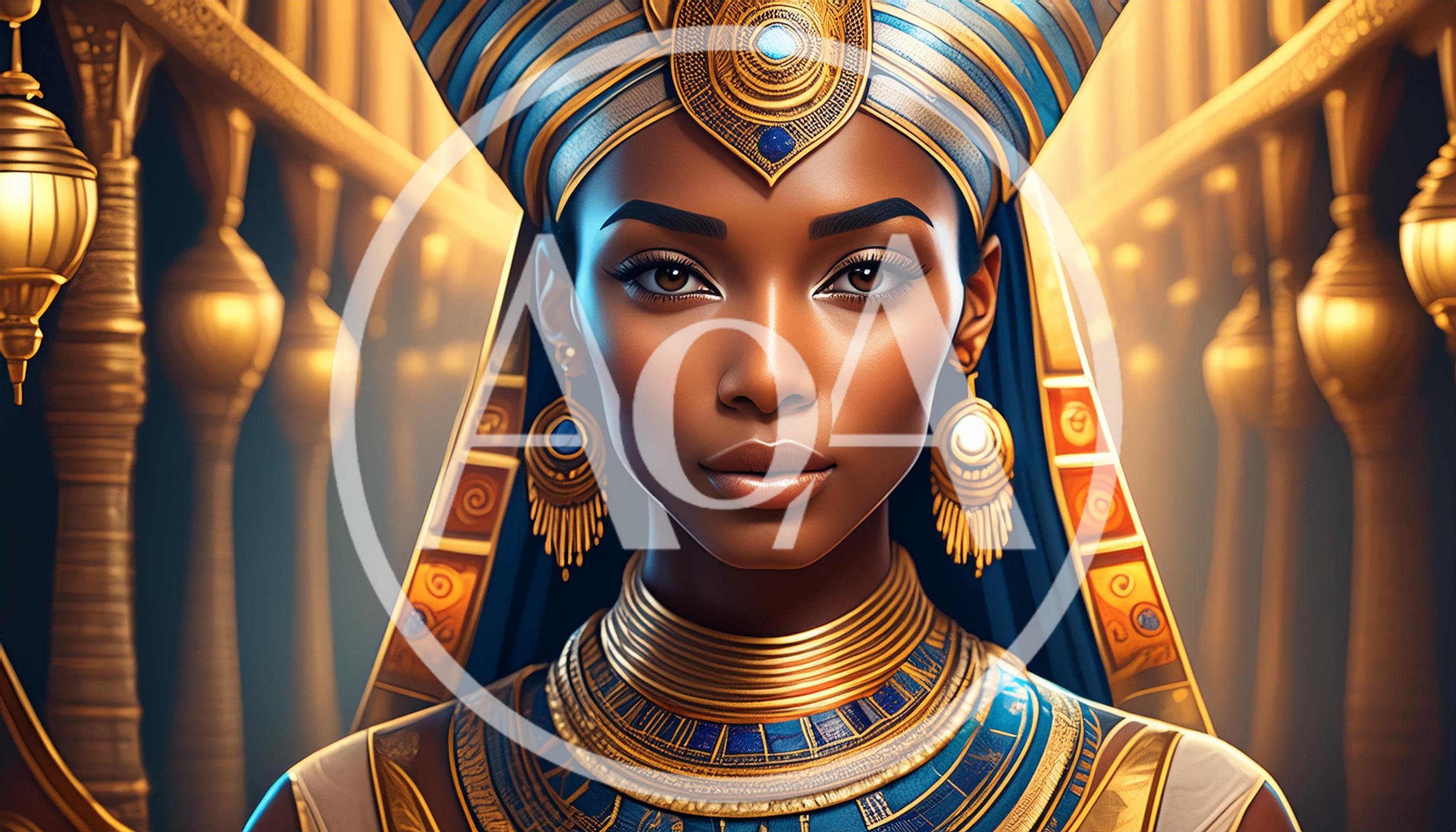 Portrait Of An Egyptian Queen In Ornate Regalia