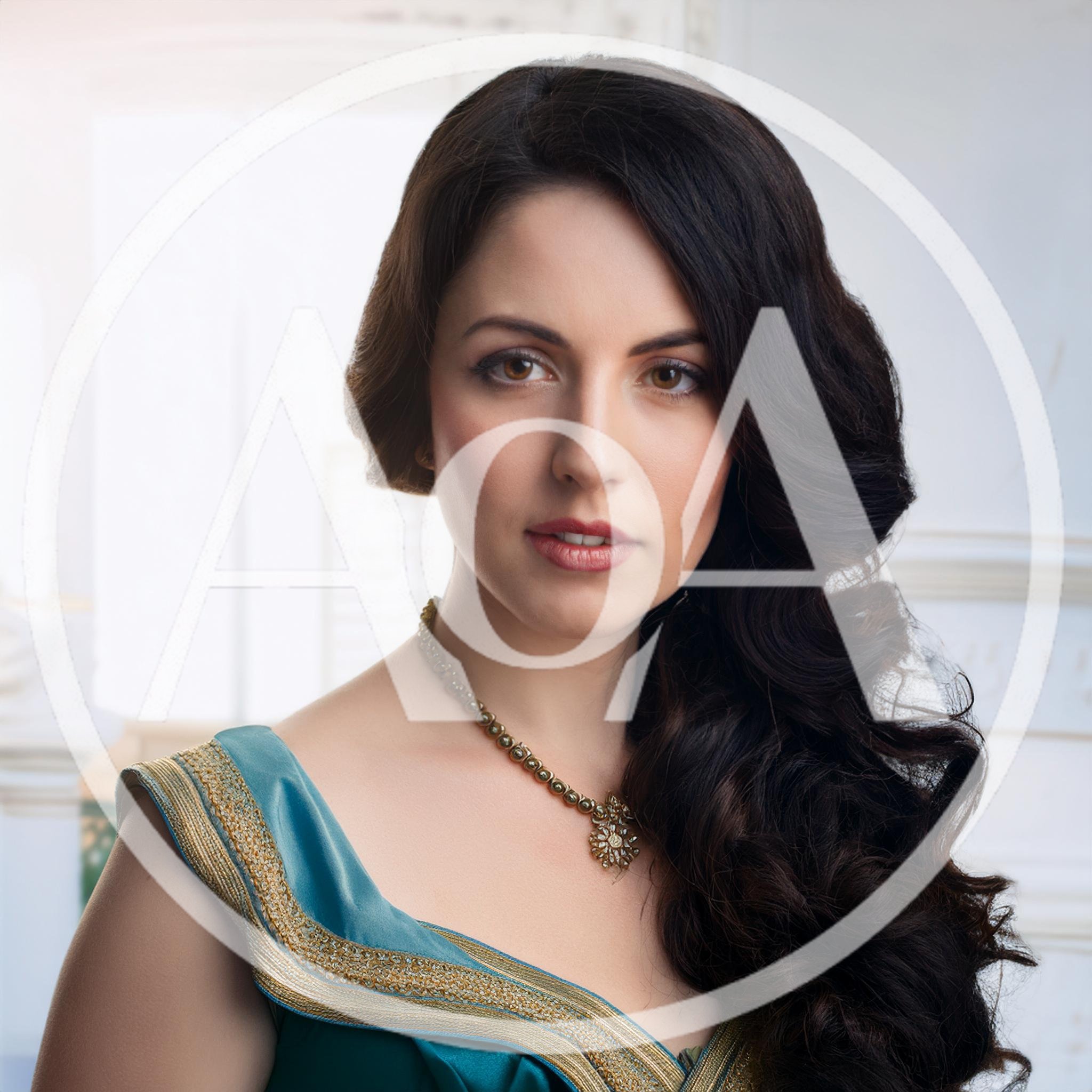 Portrait Of A Beautiful Woman In Elegant Vintage Attire