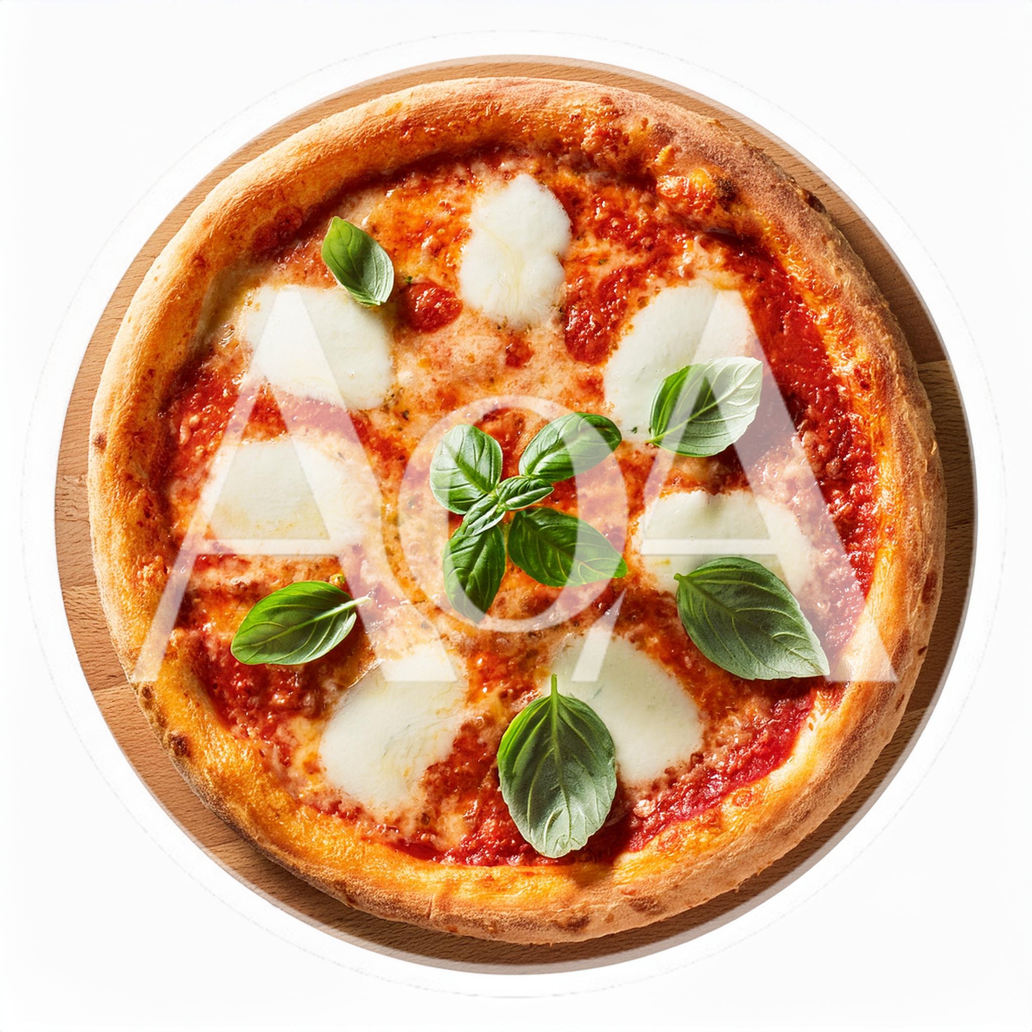 Fresh Margherita Pizza On A Wooden Serving Board