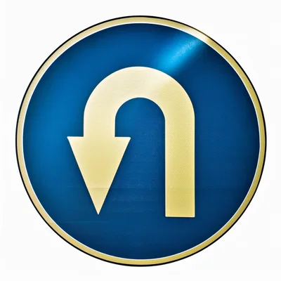 U-Turn Traffic Sign On Blue Background