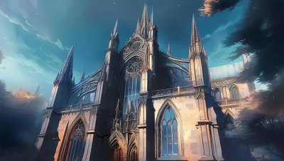 Gothic Cathedral Architecture Under A Twilight Sky