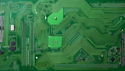 Close Up View Of A Green Printed Circuit Board