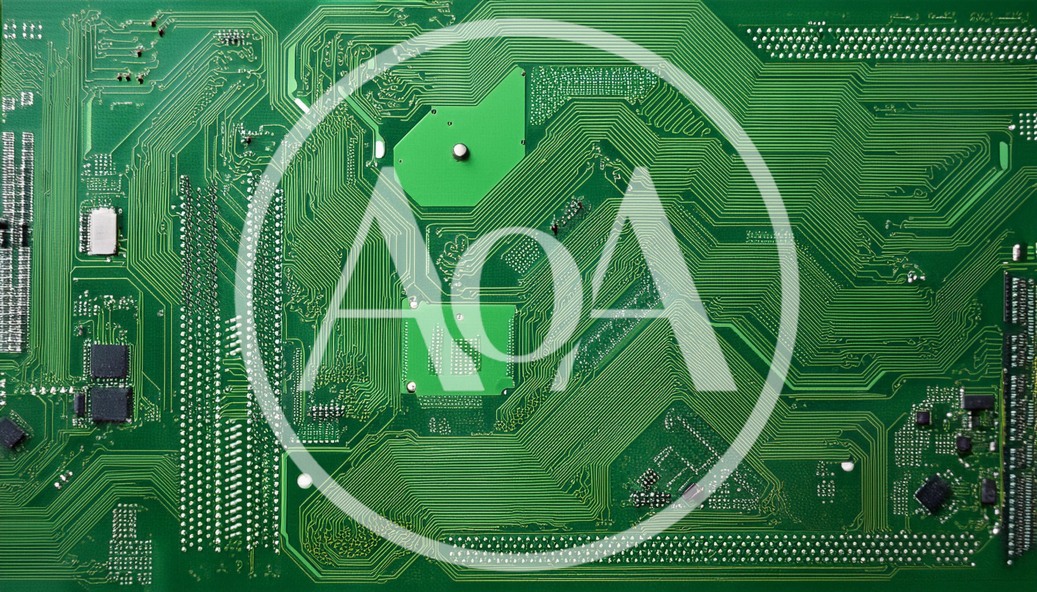 Close Up View Of A Green Printed Circuit Board