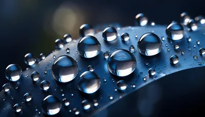 Macro Close Up Of Water Droplets On A Leaf