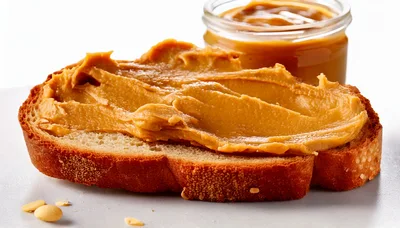 Slice Of Bread With Creamy Peanut Butter