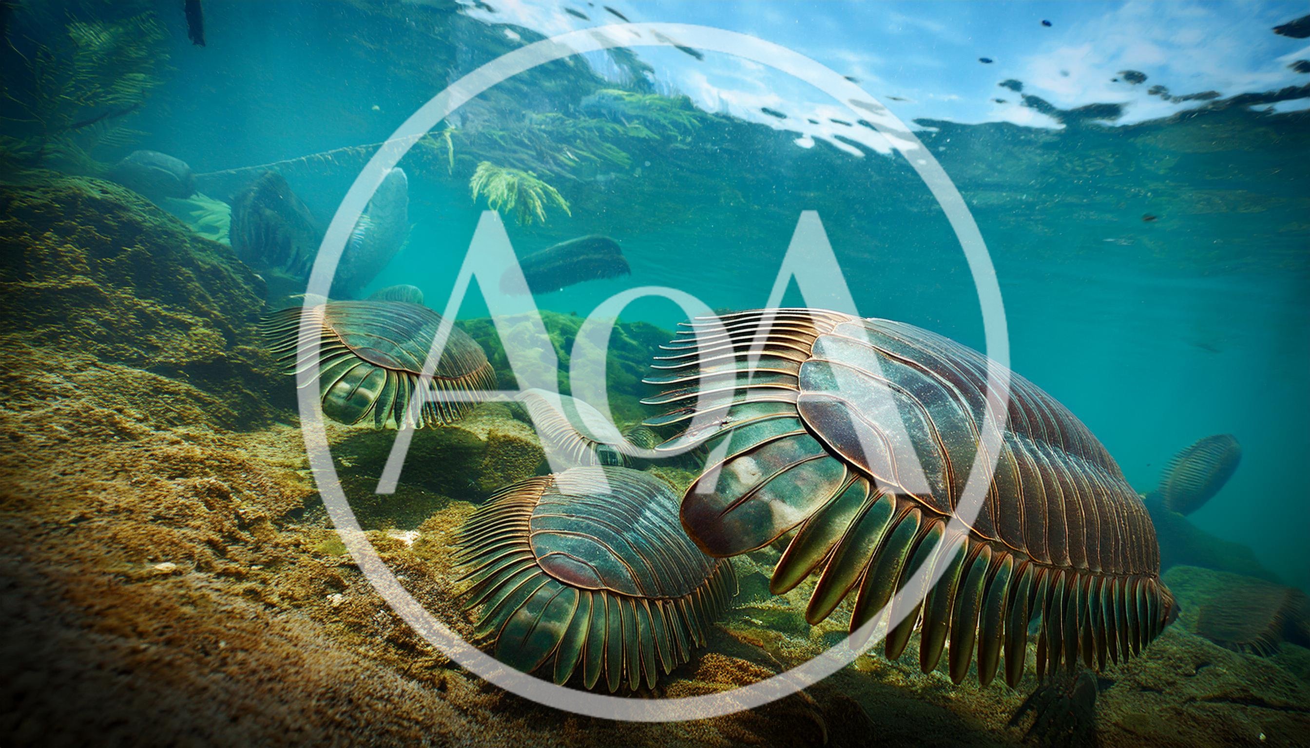 Prehistoric Trilobites Swimming In Shallow Ancient Ocean
