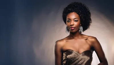 Elegant African American Woman Wearing Evening Gown