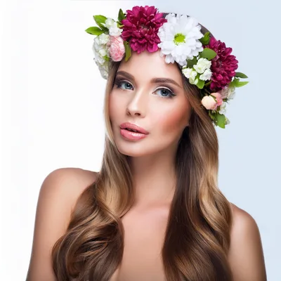 Beautiful Woman Wearing A Floral Crown