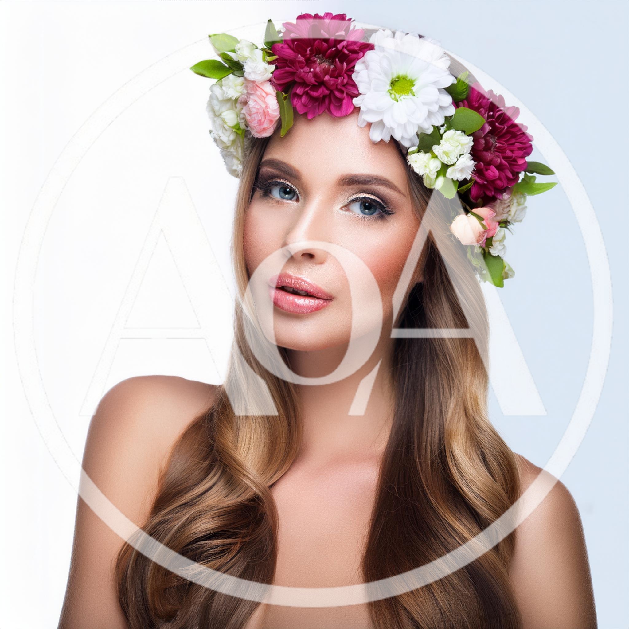 Beautiful Woman Wearing A Floral Crown