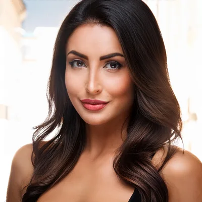 Portrait Of A Beautiful Woman With Long Dark Hair