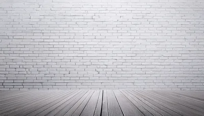 Empty Room With White Brick Wall And Wooden Floor