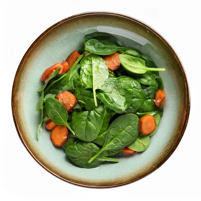 Fresh Spinach Salad With Roasted Carrot Slices