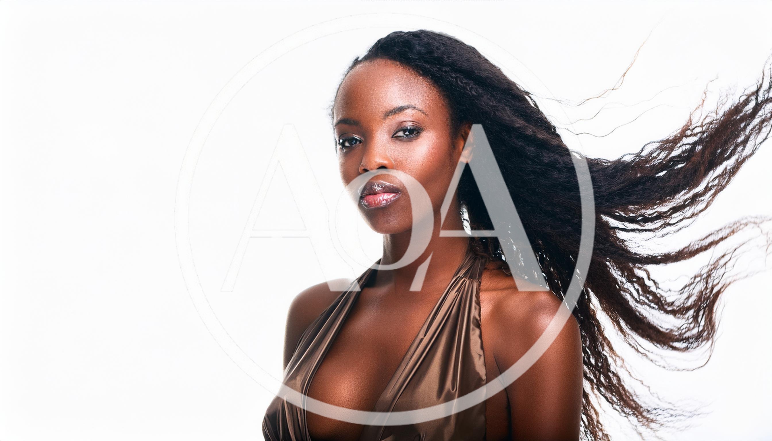 Portrait Of A Beautiful African Woman With Flowing Hair