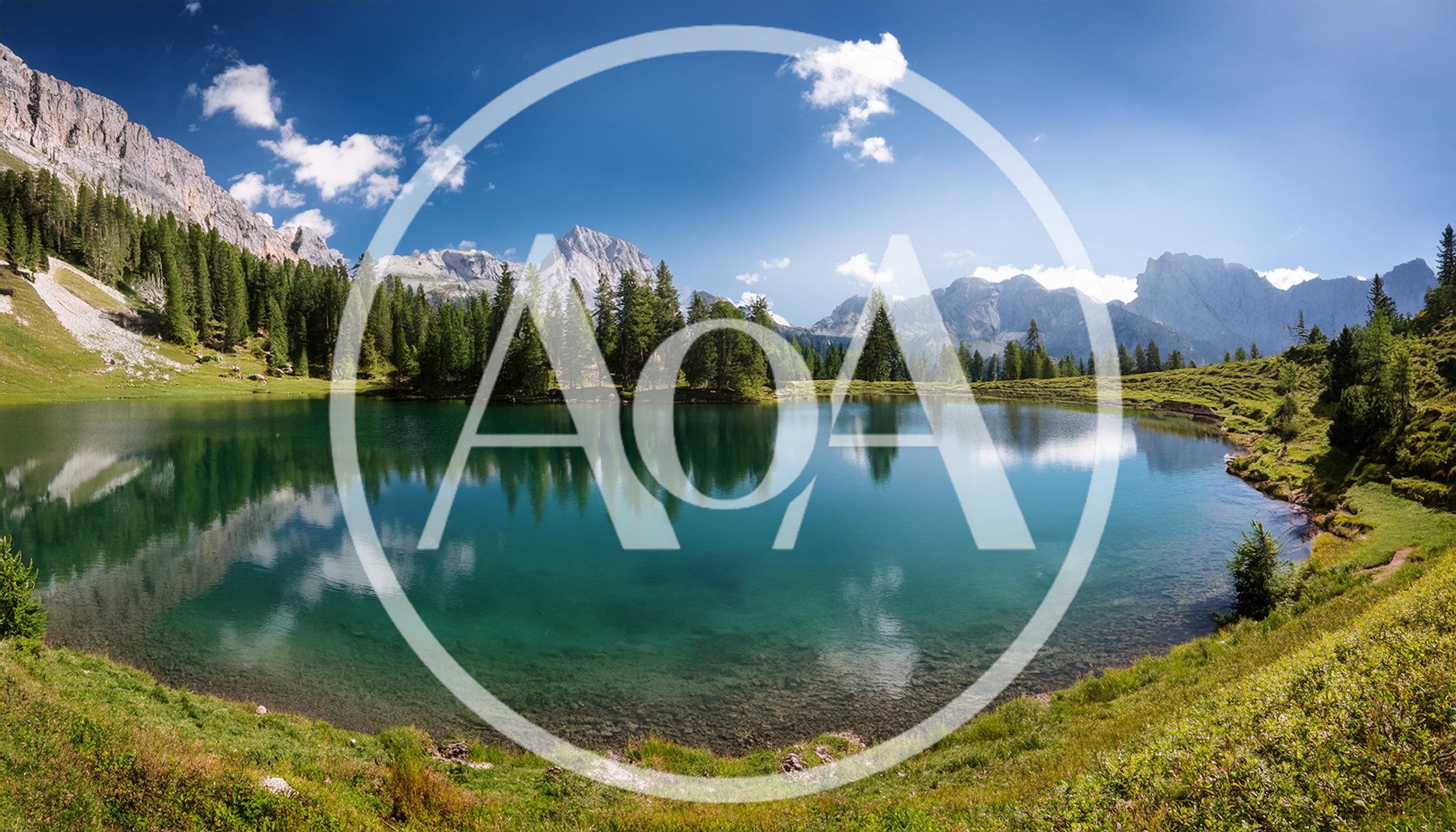 Panoramic View Of Lago Di Federa In The Dolomites