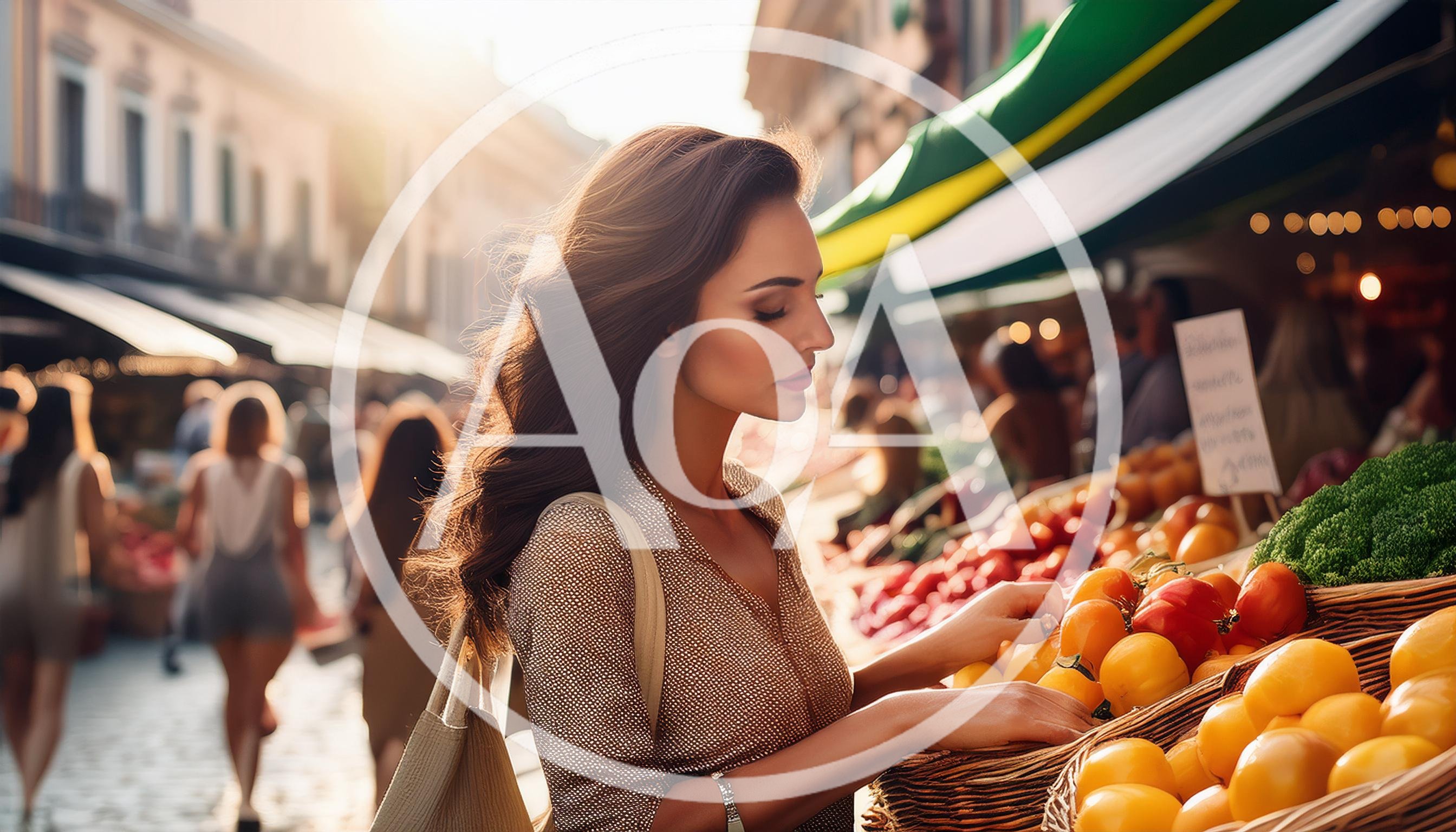 Young Woman Shopping For Fresh Produce At Outdoor Market
