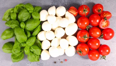 Italian Flag Made With Fresh Basil Mozzarella And Tomatoes