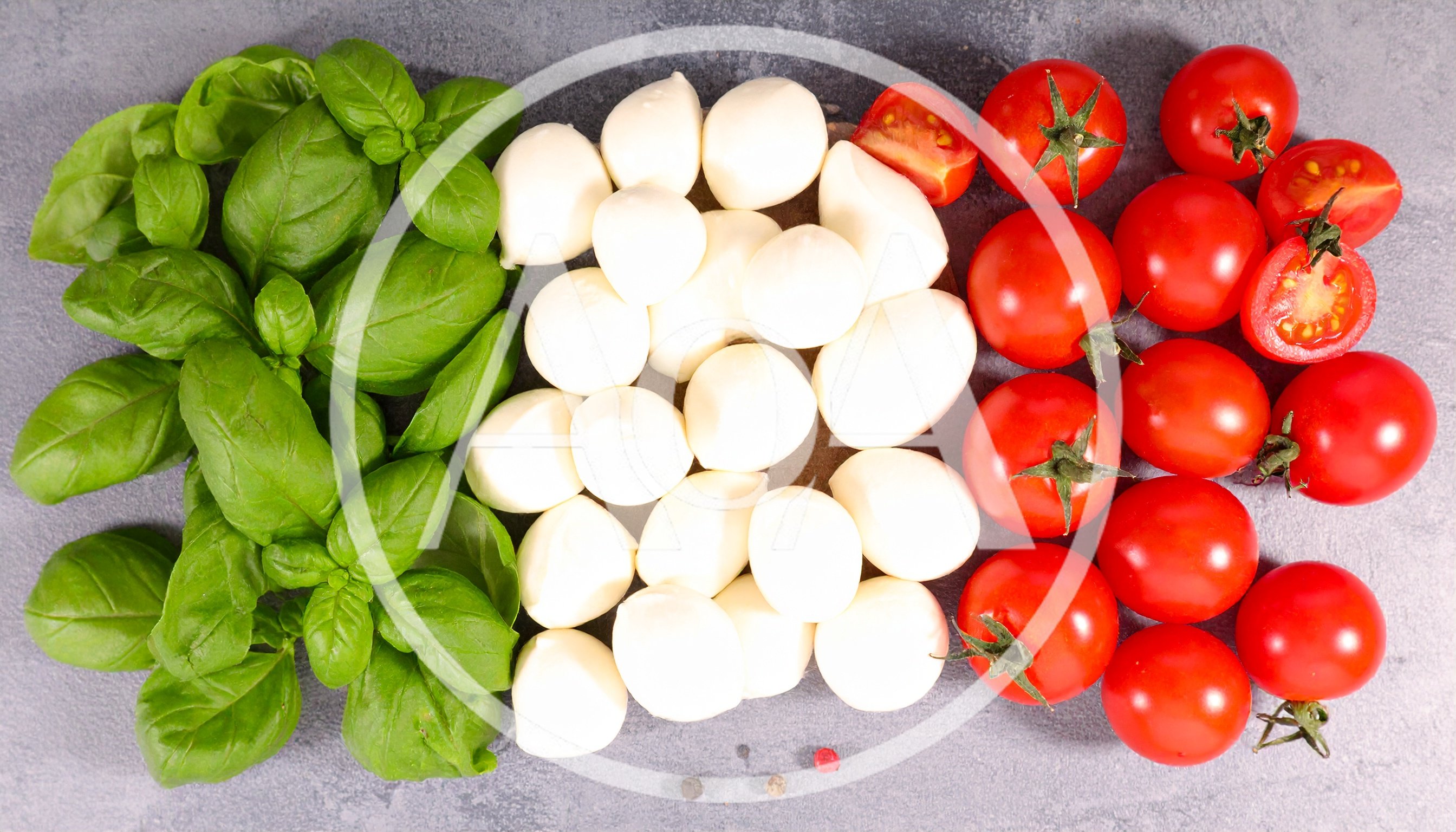 Italian Flag Made With Fresh Basil Mozzarella And Tomatoes