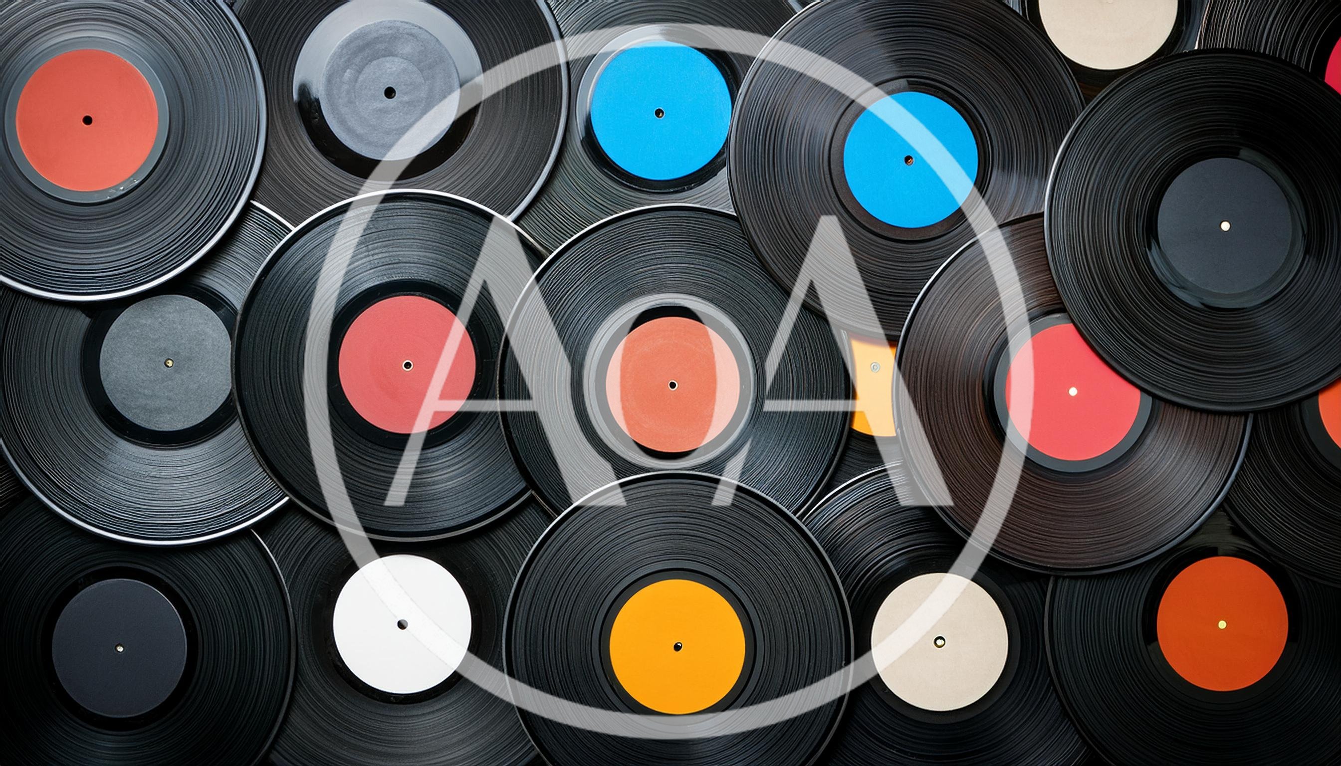 Top Down View Of Vintage Vinyl Records