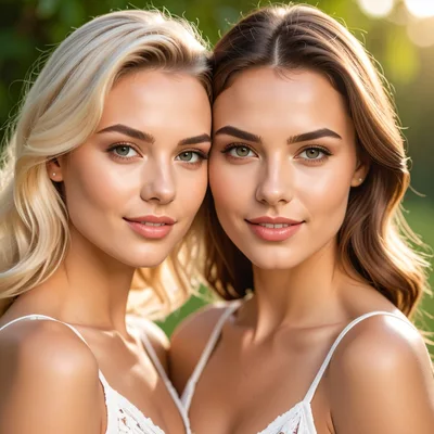 Portrait Of Two Beautiful Young Women Outdoors