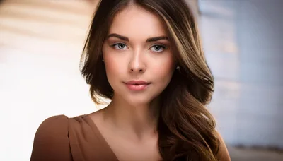 Portrait Of A Beautiful Young Woman With Brown Hair