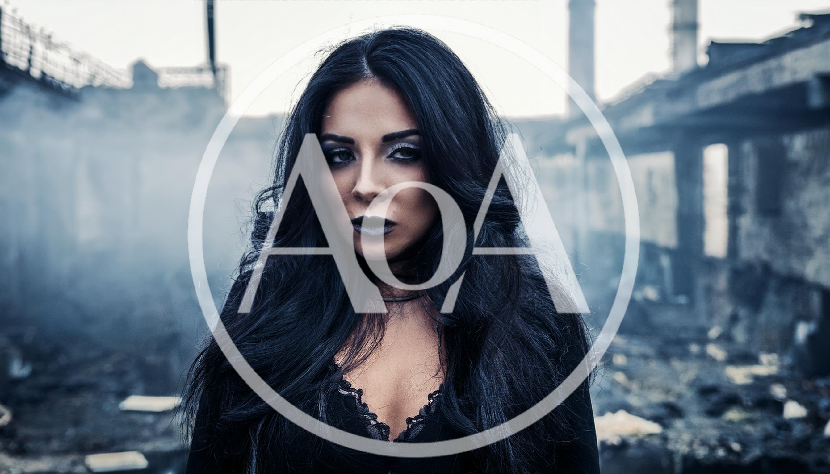 Gothic Woman Standing In A Ruined Industrial Building