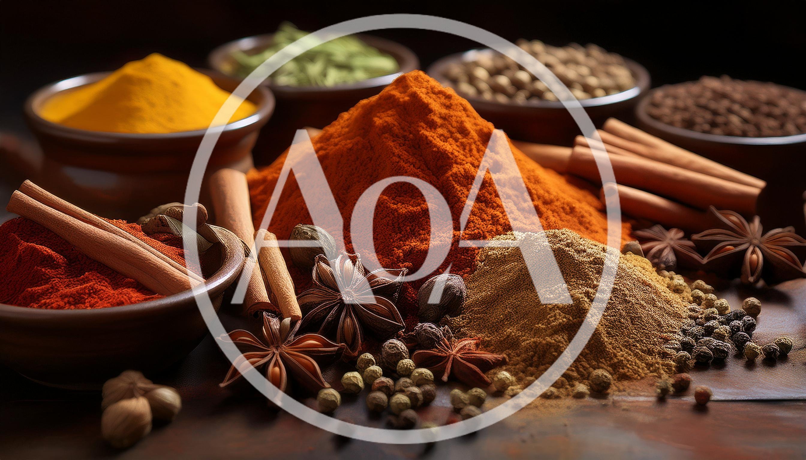Assorted Spices and Powders on Wooden Surface