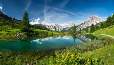 Alpine Lake Reflection In The Austrian Alps