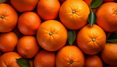 Top View Of Fresh Ripe Oranges
