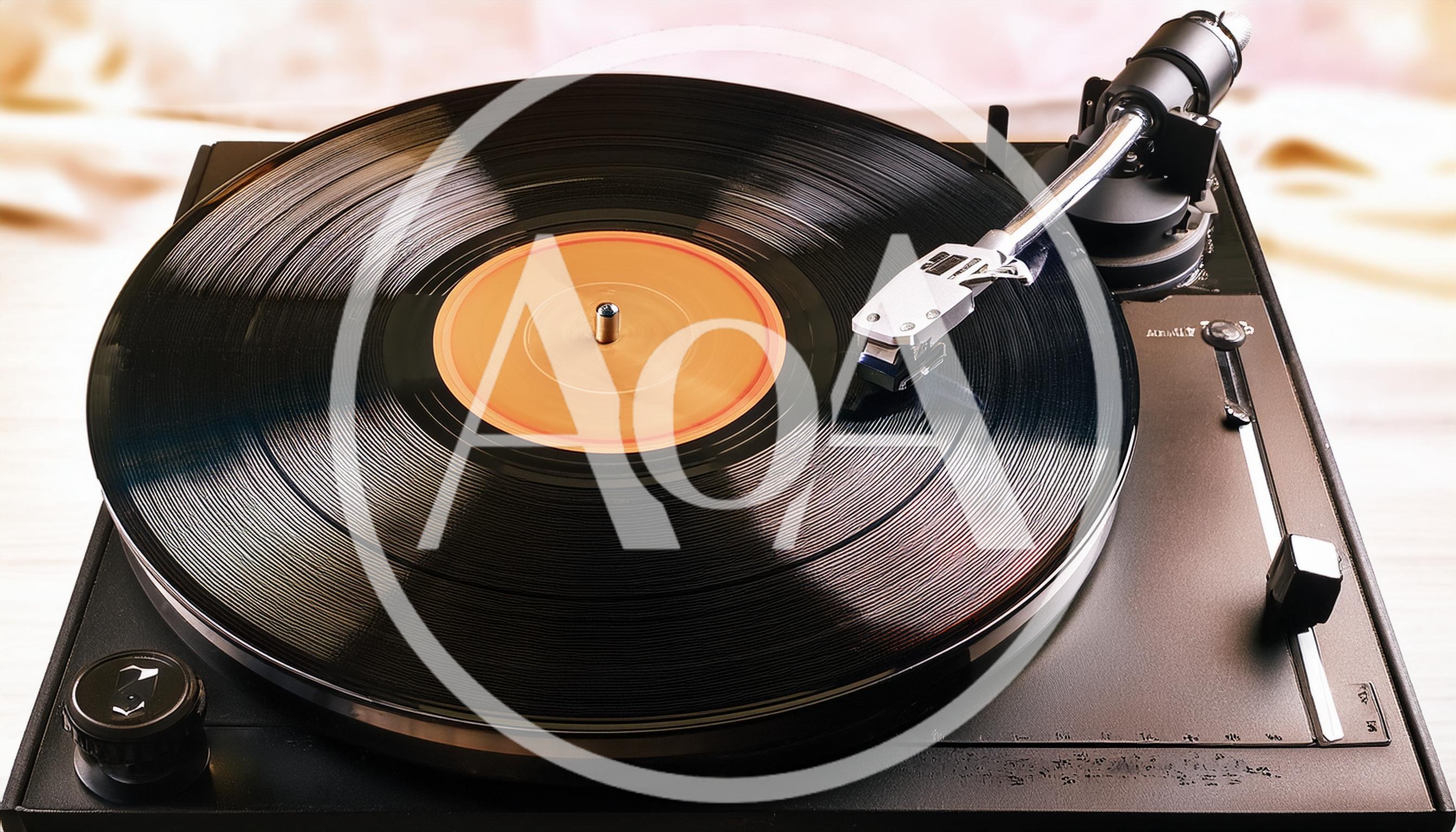 Vintage Turntable Playing A Vinyl Record