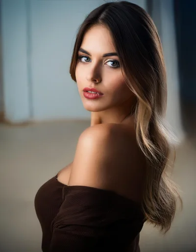 Portrait Of A Beautiful Young Woman With Long Hair
