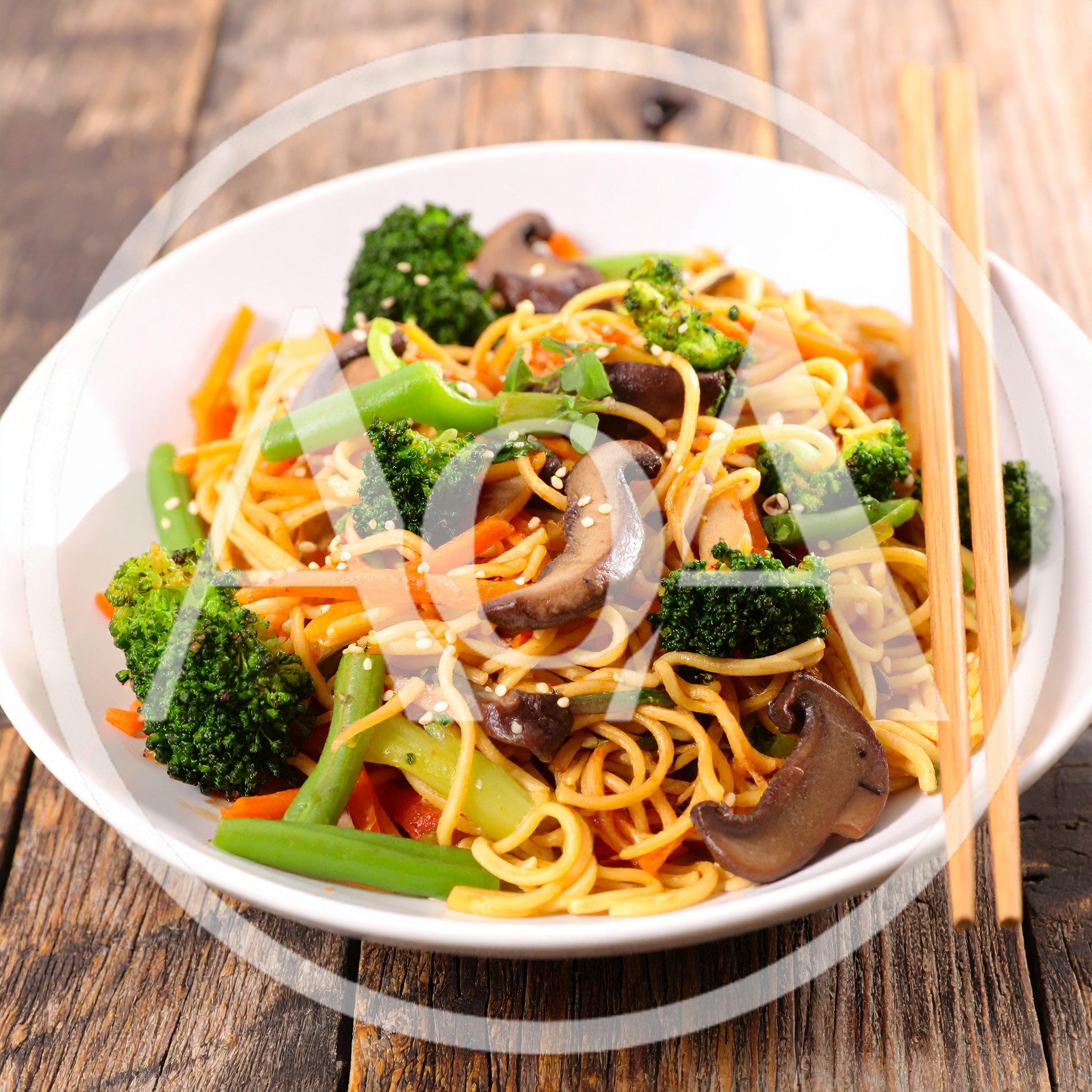 Stir Fried Noodles With Vegetables And Mushrooms