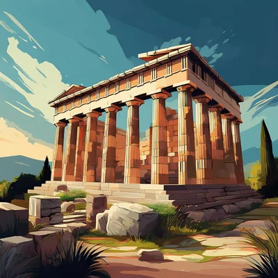 Ancient Greek Temple Ruins Under A Dramatic Sky