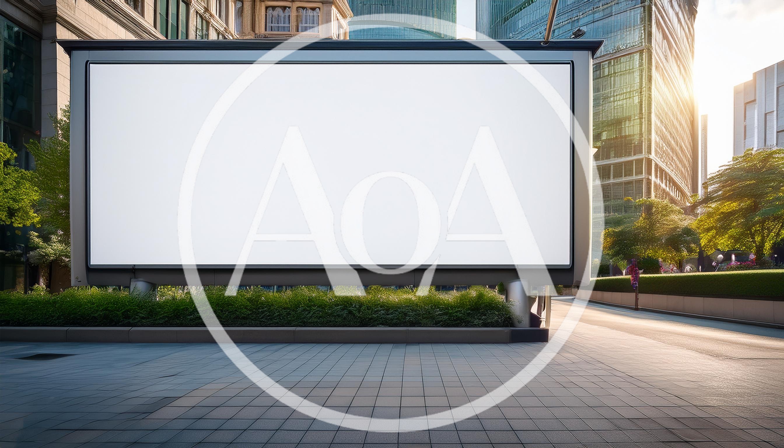 Blank Billboard Mockup in Modern City Plaza