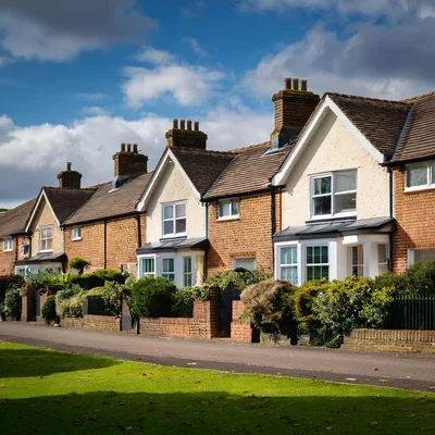 Row Of Traditional English Terraced Houses In Suburbia
