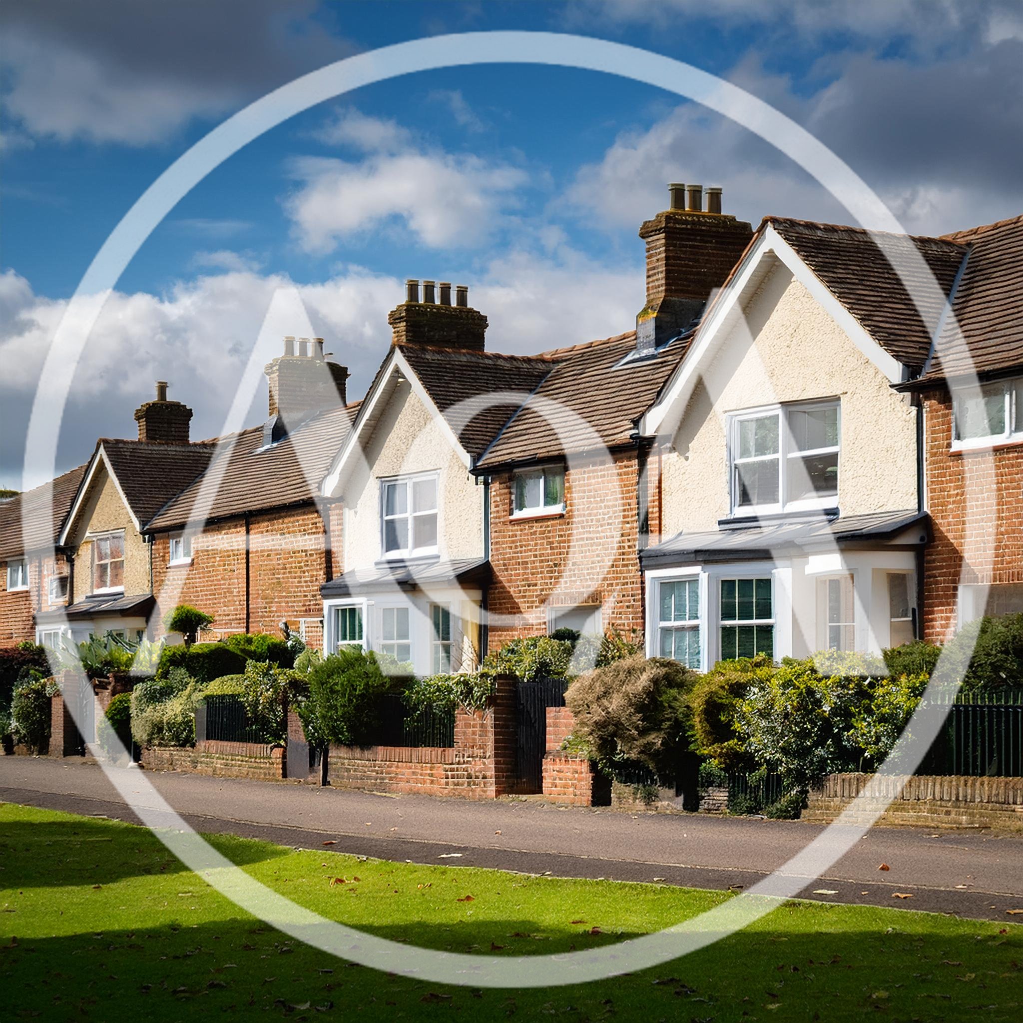 Row Of Traditional English Terraced Houses In Suburbia