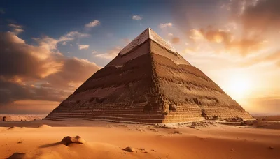 Ancient Egyptian Pyramid Under A Golden Sunset Sky