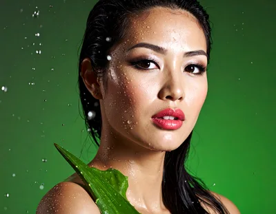 Portrait Of A Beautiful Woman With Aloe Vera