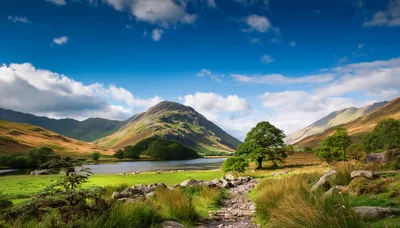 Scenic Landscape Of Buttermere Lake In The Lake District
