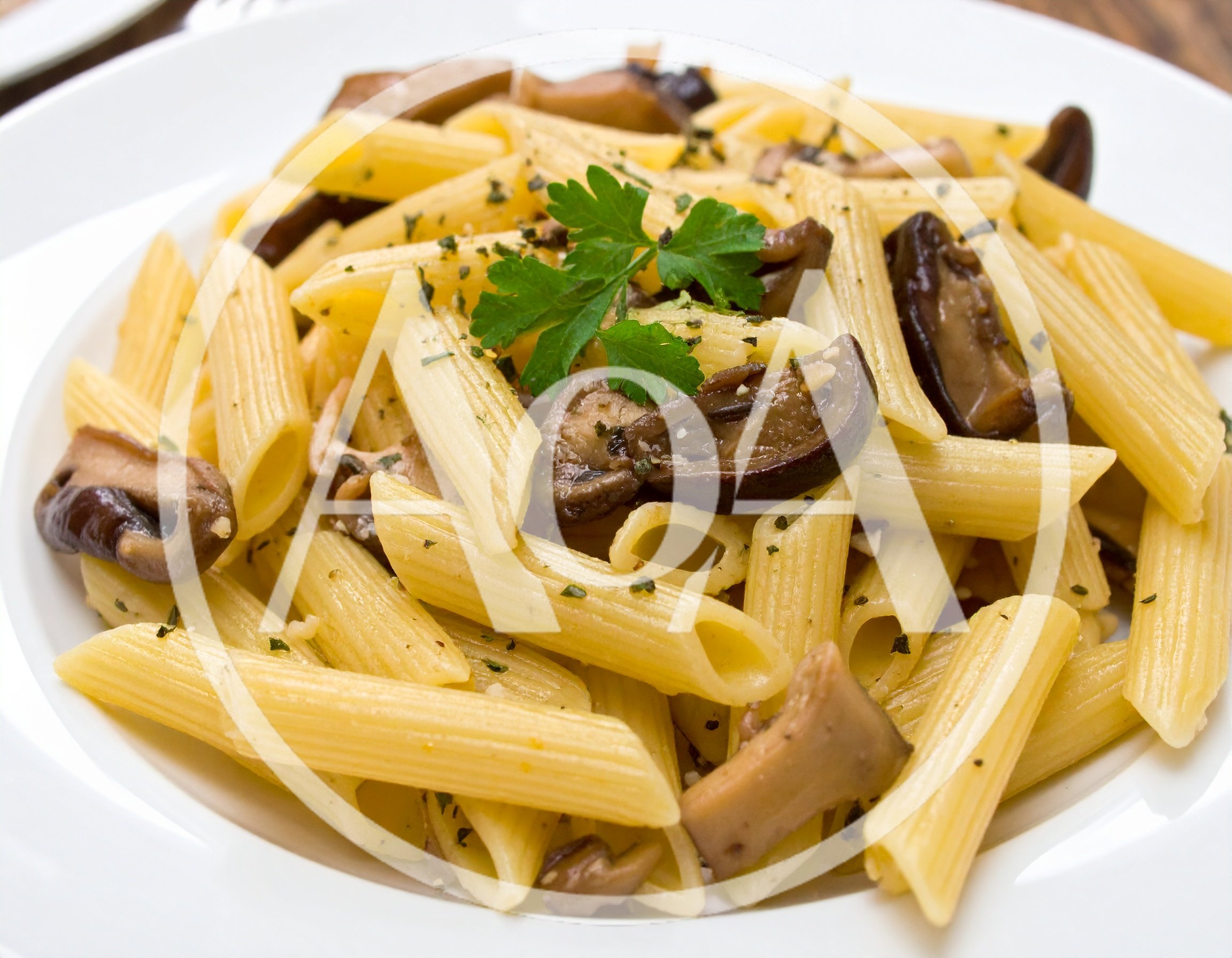 Penne Pasta With Sautéed Mushrooms And Fresh Parsley