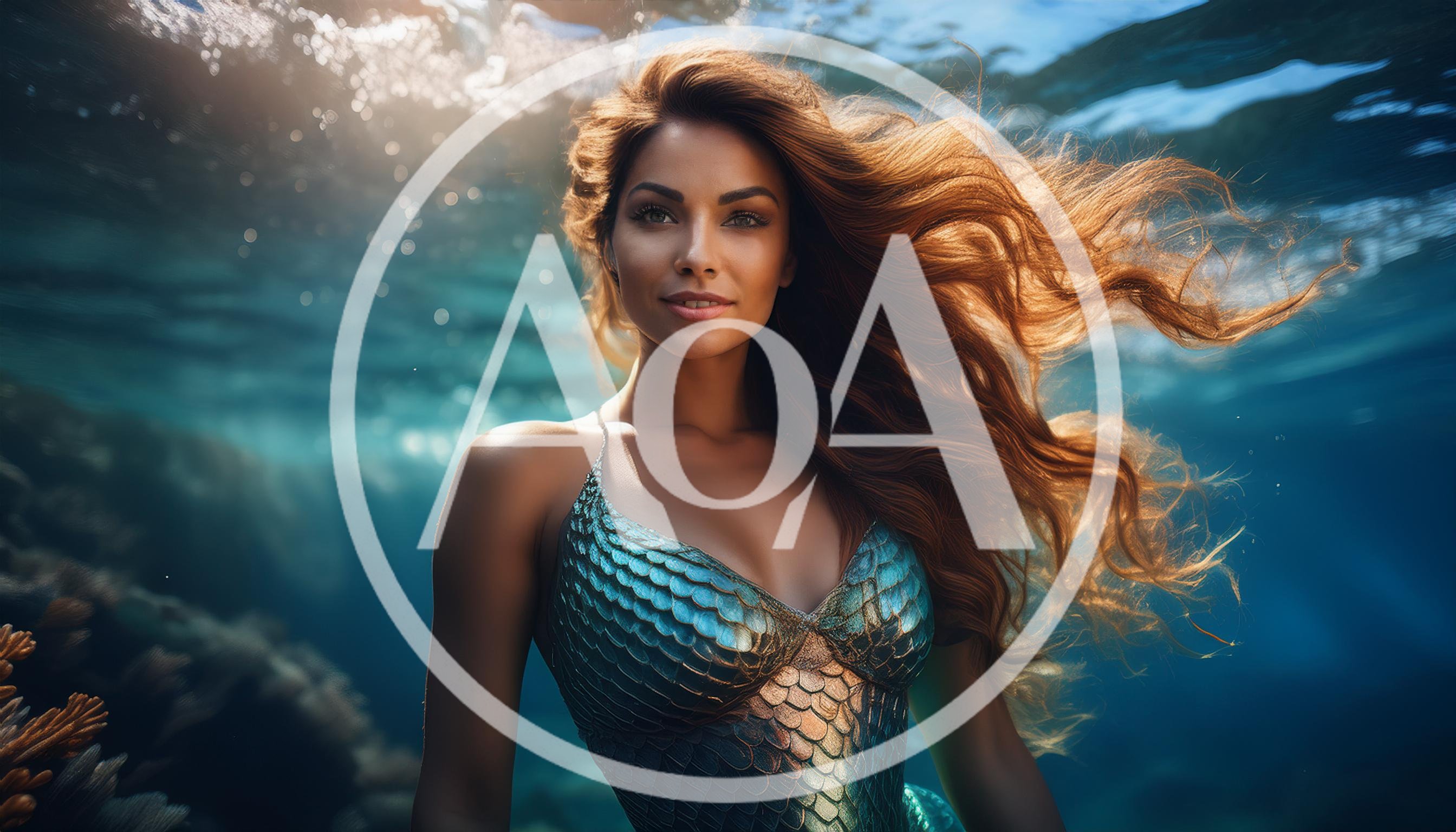 Beautiful Mermaid Swimming Underwater In The Ocean