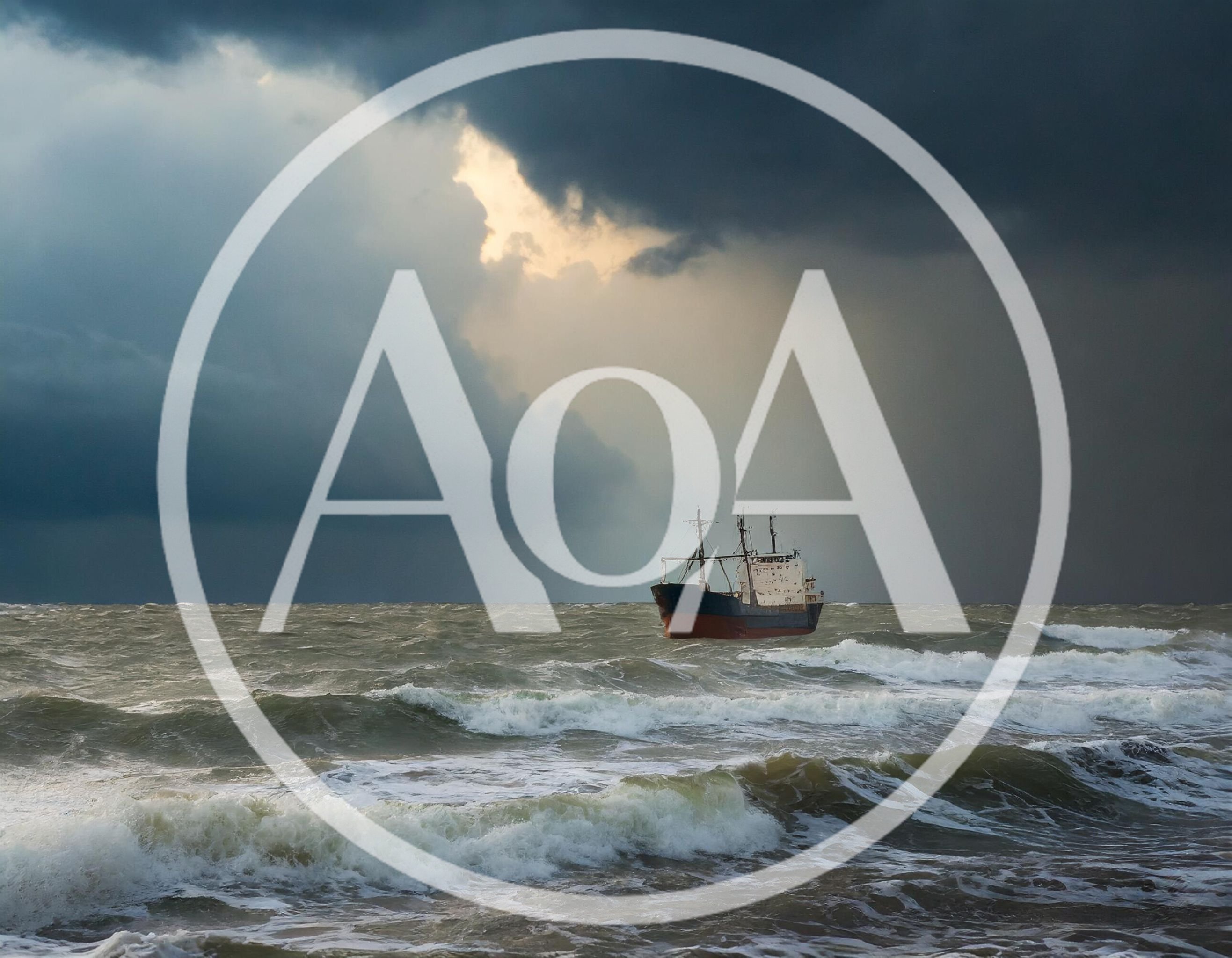Cargo Ship Sailing Through Stormy Ocean Waters