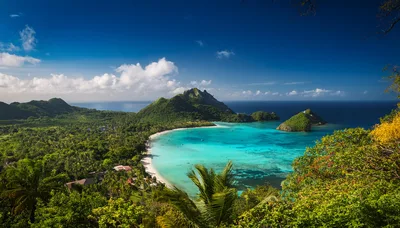 Aerial View Of Tropical Beach And Turquoise Lagoon
