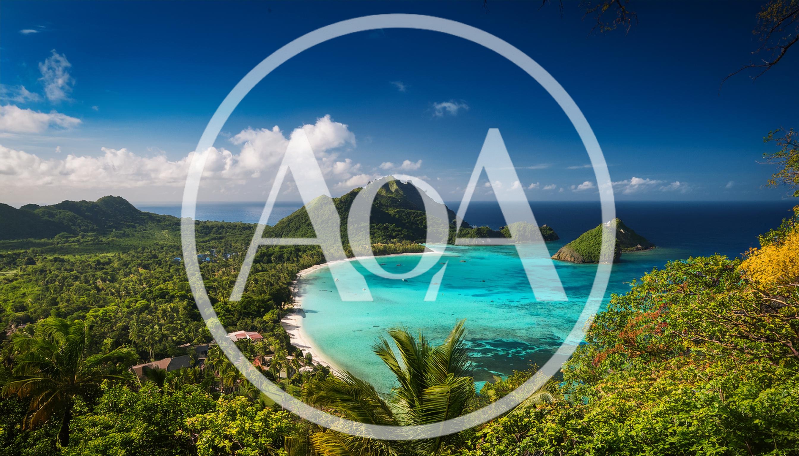 Aerial View Of Tropical Beach And Turquoise Lagoon